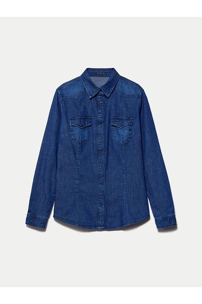 Sisley Cămașă din denim pentru femei sisley 5TKL5QF66 bleumarin