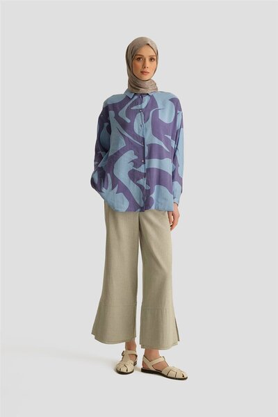 Armine Desenli Tunik 25YT487 Mavi
