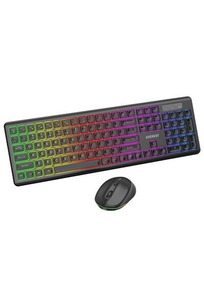 Everest KM-319BT Siyah 2.4G+BT1+BT2 Çoklu Cihaz Bağlantılı Q Set Kablosuz Klavye + Mouse