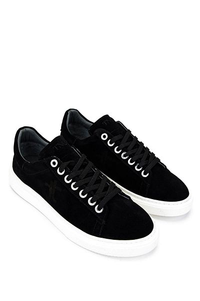 Tamer Tanca Men's Genuine Leather Black Suede Sneakers & Sports Shoes