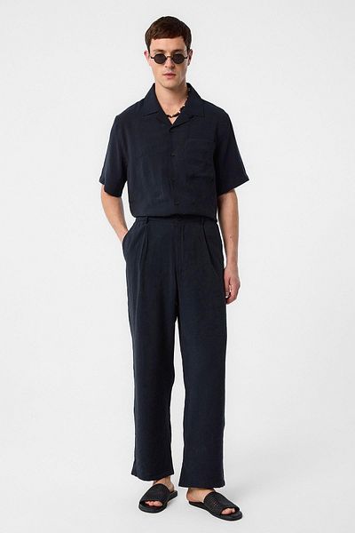 Antioch Black Relaxed Modal Fabric High Waist Men's Trousers