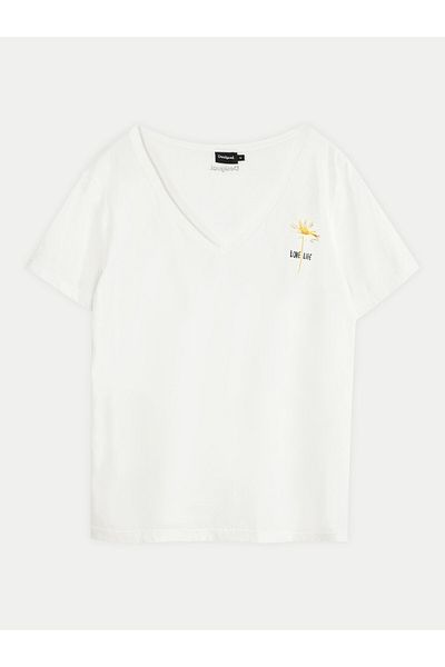 Desigual Tricou damă 24WWTK41 alb