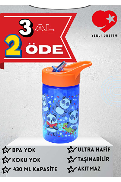 Peaceful Bpa Free 430 Cc Sevimli Panda Desenli Katlanabilir Pipetli Suluk Ve ...