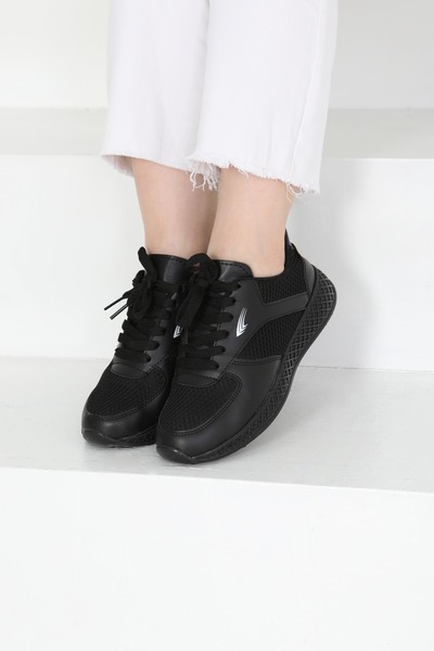 TOFİSA Women's Black High Sole Sneakers - 27089
