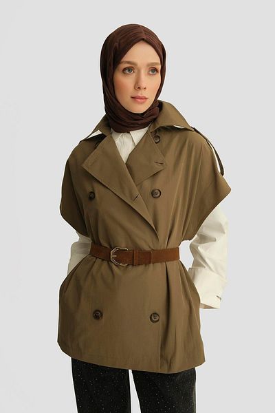 Armine Trench Coat Vest 25Yh528 Khaki