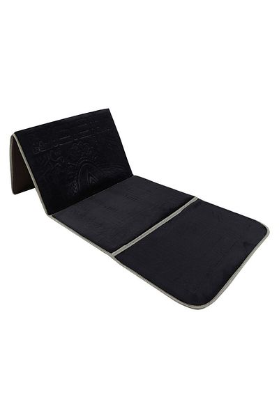 MANASEK 55x110cm Foldable Prayer Mat with Back Rest (Black)