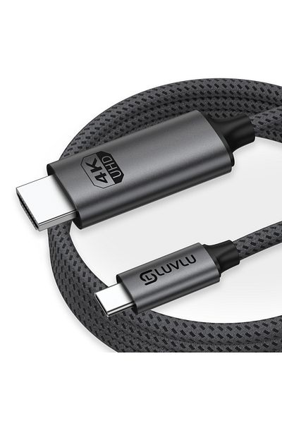 LUVLU USB C to HDMI braided cable, UHD 4k@60Hz, 18Gbps speed, 3D, HDR, HDCP, length 3m