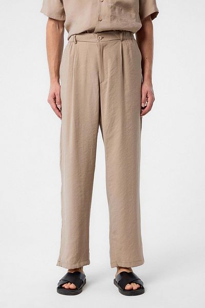 Antioch Beige Relaxed Modal Fabric High Waist Men's Trousers