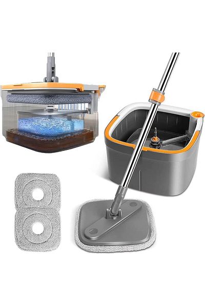 1st Rotating Mop and Bucket Set with Self-Separation System for Dirty and Clean Water, 360° Self-Wringi