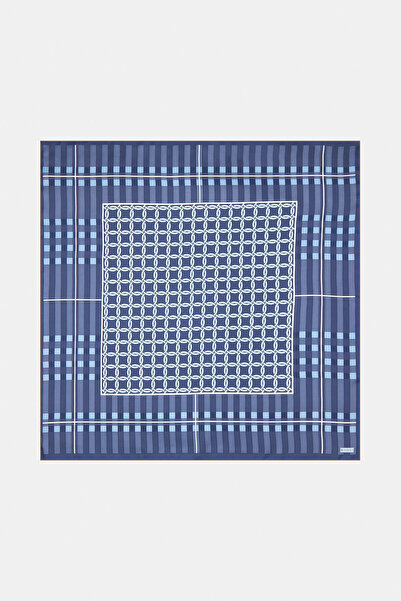 Vakko Eșarfă din mătase twill - 40421 - Albastru închis deschis