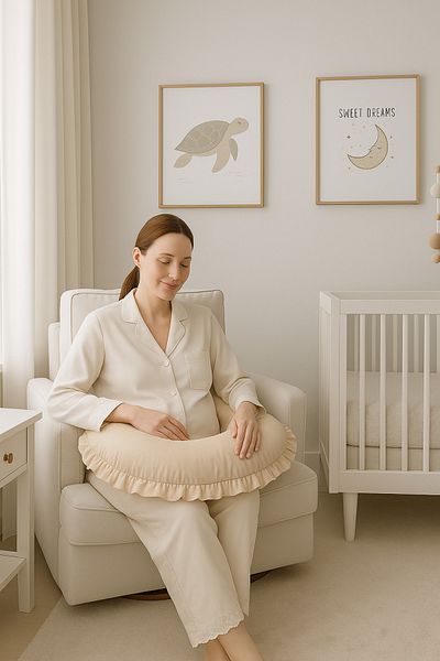 Dear Deer Love Frilly Breastfeeding Pillow Beige