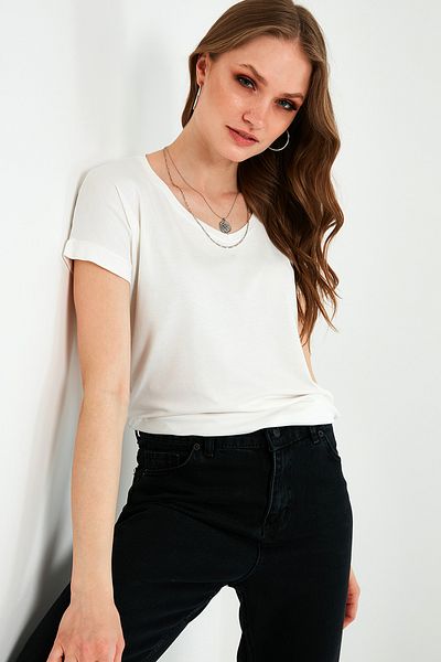 Lela V-Neck Relaxed Fit Slit Detailed 2'Li Package Blouse Bluz 5862000S2