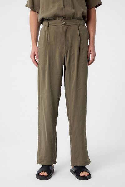 Antioch Khaki Relaxed Modal Fabric High Waist Men's Trousers