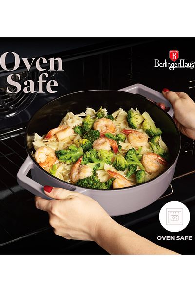 Berlinger Enameled Cast Iron Pot With Lid Oven Baking Pan | 26 Cm - 2.57 Liters | Taupe Collection
