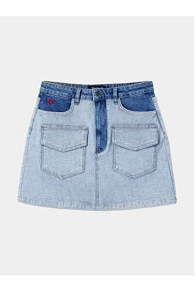 Desigual Fustă din denim pentru femei 24SWFD08 albastră