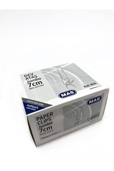 Mas Giant Paper Clip Jumbo 7cm Nickel Plated 3-Piece Box 1654