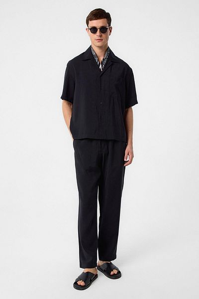 Antioch Black Apaş Collar Modal Fabric Men's Shirt