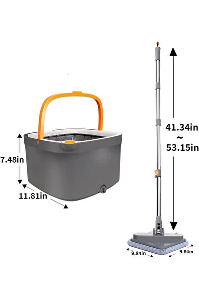 1st Rotating Mop and Bucket Set with Self-Separation System for Dirty and Clean Water, 360° Self-Wringi