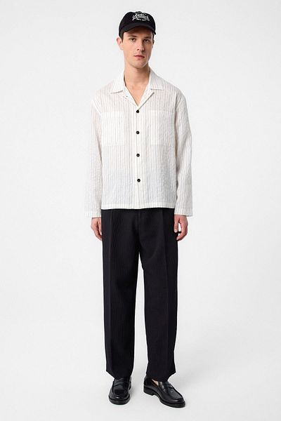Antioch White Modal Fabric Striped Men's Shirt