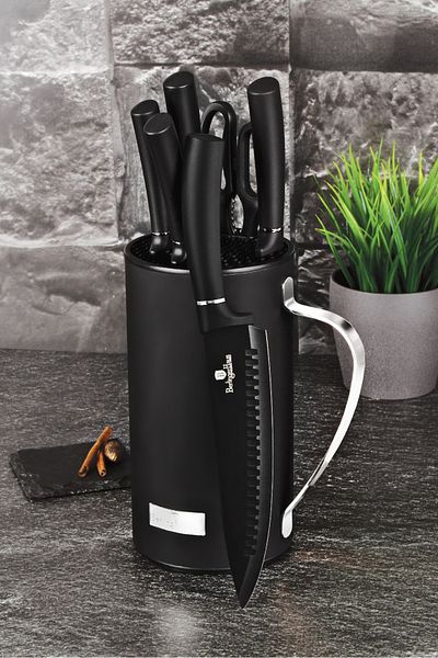 Berlinger Haus Knife Set In A Holder 7 Pcs Matte Black Collection