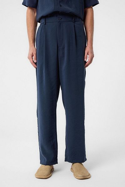 Antioch Navy Blue Relaxed Modal Fabric High Waist Men's Trousers