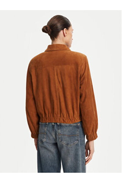 Serge Pariente Geacă de piele pentru femei CLOTHILDE VS maro