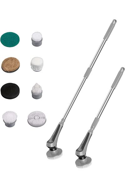 OEM Electric Rotating Brush for Cleaning, 10 Heads, 60 Minute Runtime, 400 RPM, 2 Speeds, Dark Gray
