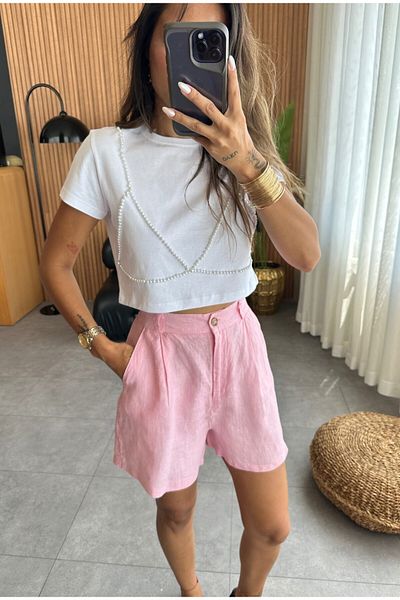 Bak'ap Premium Linen Buttoned Mini Shorts