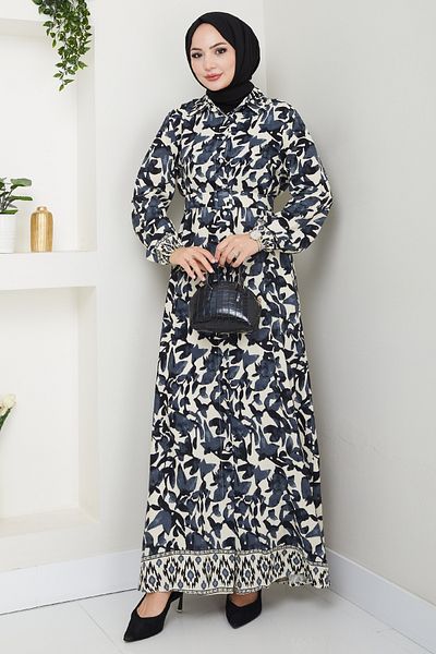 InStyle فستان فيسكوز أنثراسايت مزين بنقشة زهور الباستيل