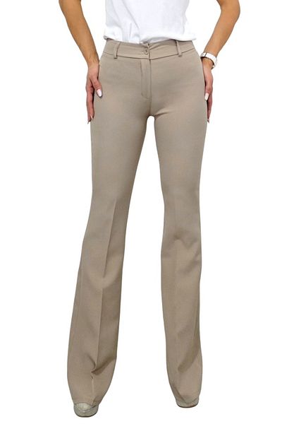FashionForYou Katte Office Trousers, Slim Flared Cut And High Waist, Cappuccino, M