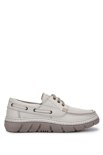 Tamer Tanca Men's Genuine Leather Beige Casual Shoes