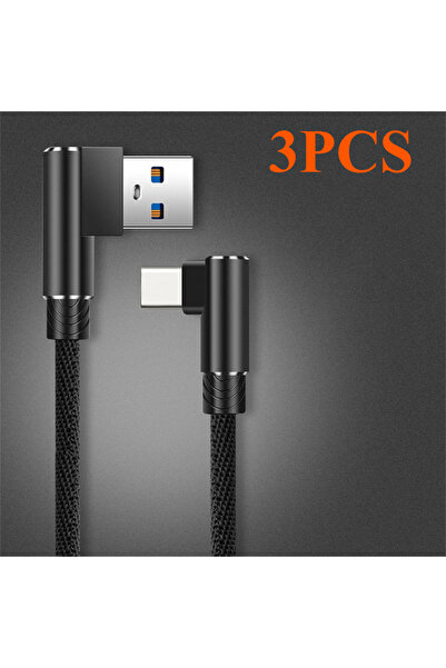 Choice 0.25 متر 3 قطع أسود 40 واط 5 أمبير USB إلى النوع C كابل بيانات منسوج س...