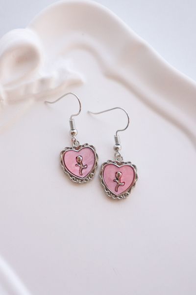 EFBUTİK Pink Heart Tulip Detailed Imported Earrings
