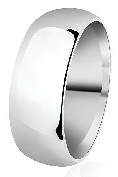 Takı Dükkanı 8 mm Geniş Bombeli Gümüş Alyans Söz Nişan Yüzüğü wr21-1