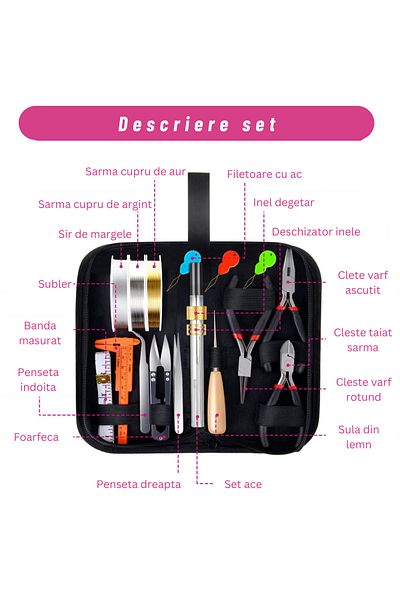 OEM Complete Jewelry Making Kit, Rings, Bracelets, Earrings, Magnifying Glass Included, 3 Pliers