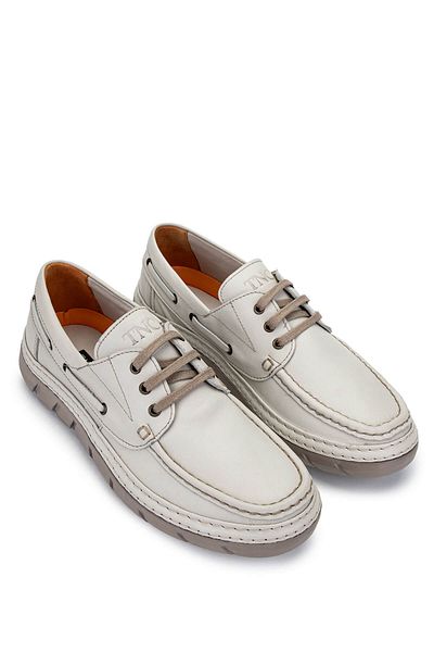Tamer Tanca Men's Genuine Leather Beige Casual Shoes