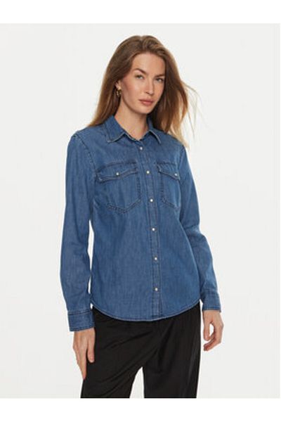 Sisley Cămașă din denim pentru femei sisley 5FV6LQ028 Albastră