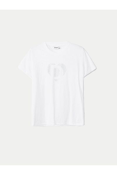 Desigual Tricou damă 24WWTK01 Alb