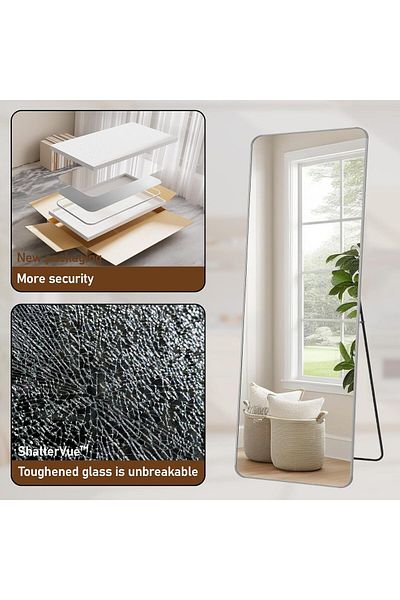 COOYA Full Length Mirror,explosion-proof Film Glass,three-dimensional Wall Hanging,155 X 45cm,white