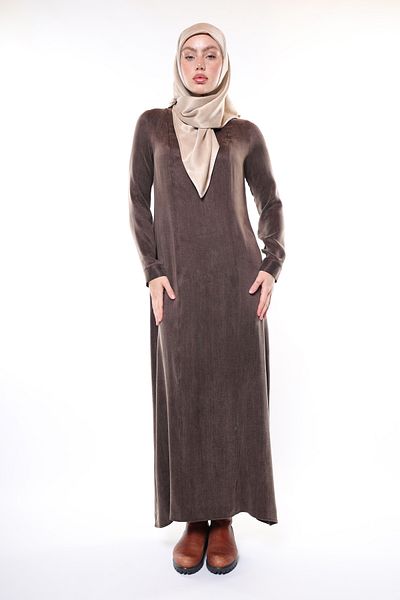 HARİKA WEAR Brown Luxury Cobra Dress Zip Sleeves (Only Dress)