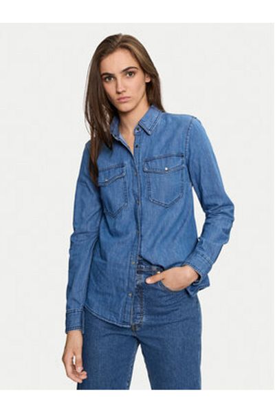 Sisley Cămașă din denim pentru femei sisley 5FV6LQ028 Albastră
