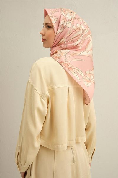 Armine Patterned Pure Silk Sura Scarf 9324- 08