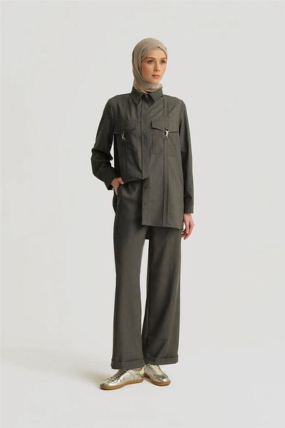 Armine Denim Jacket with Stitching Detail 25Yd4241-1 Anthracite