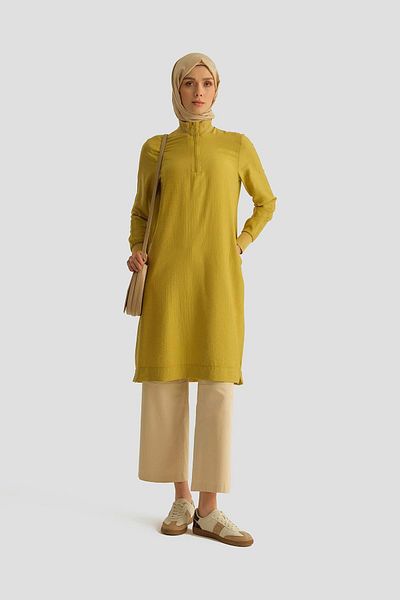 Armine Zipper Detailed Tunic 25Yt433 Acid
