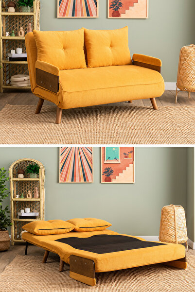 Pafu Cosmo Ikili Katlanır Yataklı Koltuk Bohem Hardal