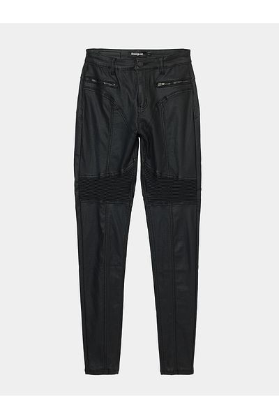 Desigual Women's Faux Leather Trousers 24SWPW26 Black