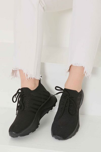 TOFİSA Women's Black High-Sole Sports Shoes - 27082