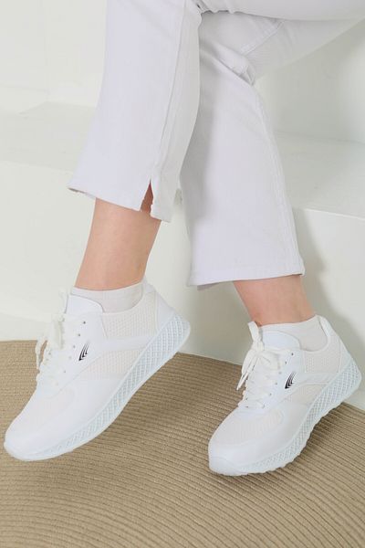 TOFİSA Women's White High Sole Sneakers - 27089