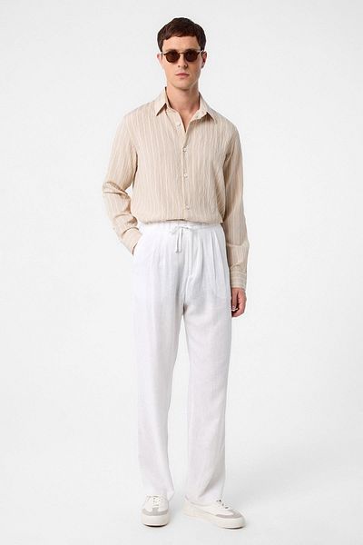 Antioch Beige Relax Fit Striped Men's Shirt