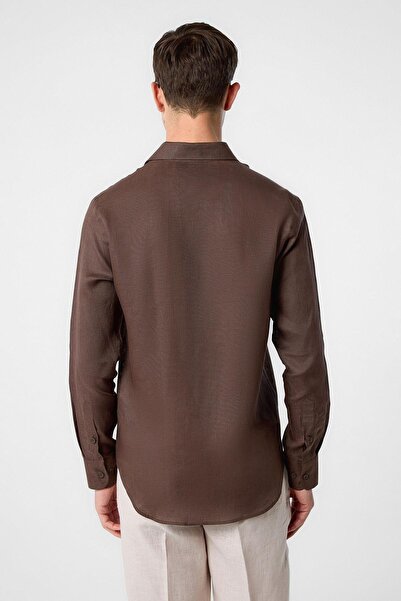 Antioch Brown 100% Linen Comfort Fit Men's Shirt